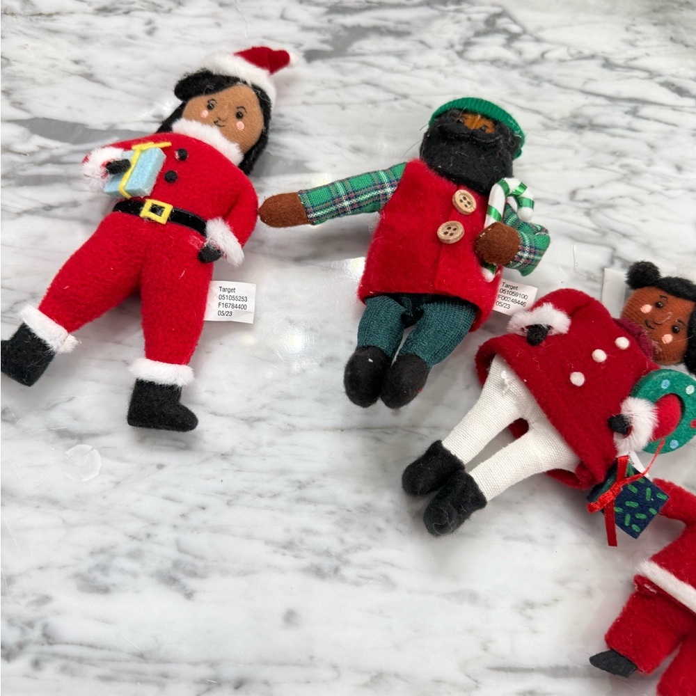 NWT Festive Christmas People Plush Ornament Set - Red, Green, White - Picture 3 of 3